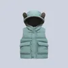 Gilet garçons filles hiver chaud polaire gilet manteau enfants mode couleur unie à capuche épaissie veste vêtements d'extérieur pour enfants gilet 231031