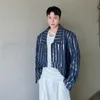 Jackets masculinos Men lantejoulas jeans curtos cenário masculino Fashion Show de moda de moda coreana