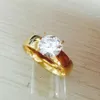 Large Zircon CZ diamond 18K gold plated 316L Stainless Steel wedding finger rings men women jewelry whole lots255f