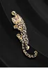Rhinestone Climbing Leopard Brooch Pins For Women and Men Emamel Animal Brosches Winter Luxury Jewelry New Year Gift