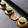 Bordslöpare bambu coaster matta trä runda form lotus root cup te kaffe placemats för kök tillbehör 231101