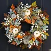 Juldekorationer Maple Leaf Pumpkin krans för Halloween Jul Thanksgiving Decor Autumn Door Hanging Wreath For Inhoor Outdoor Wall 231101