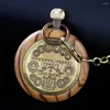 Pocket Watches Träskulptur Roman Digital Mechanical Watch Vintage Hollow-out Case Analog Skeleton Men's