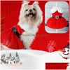 Hondenkleding Hondenkleding Kerstkleding Jurk Jas Rode rok Kostuum Huisdier Kat Warm Strik Drop Delivery Dhgarden Dhgfw