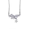 Pendant Necklaces Shiny Zircon Star Necklace For Women Silver Color Crystal Clavicle Chain Y2K Sparkly Geometric