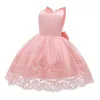 Abiti da ragazza Baby Backless Doppio fiocco Abito vuoto Spettacolo teatrale Principessa infantile Bambini per ragazze Abbigliamento per bambini