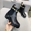 Designer Women Boots Platform Chunky Heel Martin Boot Genuine Leather Shoes Deserts Winter Party Luxury Buckle Ankle Shoe Box