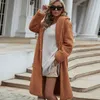 Femmes de Fourrure Faux Nice Femmes Hiver Chaud Manteau Lâche Polaire Veste Long Survêtement Col Rabattu Casaco Feminino