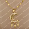 Collier pendentif plume de lune de Style indien à la mode pour les femmes ethnique découpe Zircon bijoux de fête de lune cadeau d'anniversaire pour les amoureux