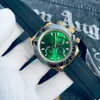 Luxury Classic Watch Mens Master Design Sporty Style Automatisk rörelse Guld rostfritt stålfodral grönt urtavla fällande spänne kan lägga till vattentätt safirglas