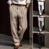 Pantalons pour hommes Hommes Ample Poches longues Design Pantalon en tissu respirant Ceinture élastique Casual