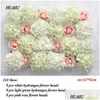 Couronnes de fleurs décoratives Fleurs décoratives 9 pièces Têtes de fleurs d'hortensia Mur artificiel en soie Faux pour la maison Fond de mariage Déco Dhyva