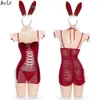 Ani Women Sexy Red Veet Yarn Bunny Dress Nightdress Costume Pamas Lingerie Cosplay cosplay