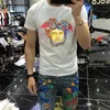 Męskie koszulki projektant W2052 Summer Nowy haft z krótkim rękawem Moda Slim Fit Casual Bottom Trend Kh9q Qxgq