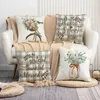 Taie d'oreiller 18X18 Ensemble de 4 décorations de printemps Eucalyptus Farmhouse Covers Throw Home Sofa Decor Coussin