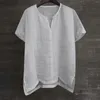 Camisas masculinas de algodão camisa de linho profundo decote em v cor sólida tops confortáveis para homens streetwear roupa diária ropa hombre