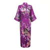 Ropa étnica estilo largo suelto japonés satén pavo real mujer yukata vestido ropa de dormir oriental kimono haori chino qipao camisón bata 230331