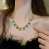 Colliers Dopamine Couleur Coeur Cristal Pierre Tour de cou Sparkling Girls Ins Style Party Banquet Collier Multi S Bleu 231101