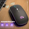 Mäuse Wiederaufladbare Bluetooth-Maus, 2,4 G, Dual-Modus, sieben Farben, Atemlicht, Stummschalttaste, geeignet für PC, iPad, Laptop 231101