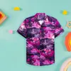 Camicie casual da uomo T-shirt a maniche lunghe da uomo Camicia con stampa Sunset Beach Top con polsini corti Porta bottoni 100 poliestere da uomo