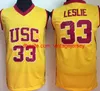 USC Trojans Jerseys College Basketball 31 Matt Miller 33 Lisa Leslie 24 Brian Scalabrine Jersey Hommes Couture Jaune Rouge Couleur de l'équipe