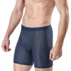 Underbyxor 4 Pack Mens Shorts Ice Silk Comfort Breattable Underpants Mesh Lång ben Kort viskos Underkläder för män byxor Innerwear Gift 231031