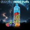 Sunfire tornado 9000 Puff 9k Disposable E-cigarettes Features 18ml Vape 0 2 3 5% Rechargeable 600mAh Battery r vape 9000 puf pufs 9000puffs 7000 7k 12k puffs vapers