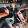 Jackor Teen Girls Spring Autumn Fashion Bomber Jackets Kids Streetwear Baseball Uniform Sport Coat Lous Students Ytterkläder 8 10 12 14y 230331