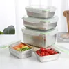 Servis uppsättningar lunchlådor barn containrar rostfritt stål container skål lock isolerade bento lådan runda