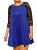 Abiti taglie forti Elegante primavera autunno 3/4 manica in pizzo abito a tunica donna allentato blu e nero altalena femminile grande 6XL 7XL 8XL