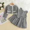 Kläderuppsättningar Bear Leader Sweet Outfits Kids Girls 3st Princess Cloths Set Children Blazer Coat Vest Dress Bottoming Shirt Outfits Suit 231031