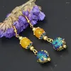 Boucles d'oreilles pendantes Style bohémien, couleur or, cloisonné élégant, Jades jaune, goutte longue pour femmes, cadeau romantique, bijoux B2621