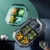 Yemek takımı 4/6 ızgara saklama kutusu seyahat ilaçları ayırma mini taşınabilir organizatör kap conta halkası ile