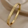 Bangle DODOHAO Personality Waterproof Stainless Steel Geometric Metal Bracelets Bangles 18K Gold Plated 2023 Trend Jewelry Gift