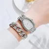 Zegarek luksusowe kobiety złota zegarek wodna kroplowa kształt damskie damskie kwarcowe Diamentowe zegarek Eleganckie żeńskie bransoletki zegarki Zestaw MuJerw