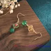 Dangle Earrings Green Jade Beaded Natural Jewelry Gemstones Chinese Designer Jadeite Charms Amulet Amulets Women 925 Silver