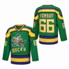 66 Gordon Bombay 96 Charlie Conway Mighty Duck Movie Chandails de hockey 99 Adam Banks 44 Fulton Reed Dean Portman Teemu Selanne Paul Kariya Greg Goldberg Green