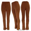 Atacado de malha flare calças femininas 2023 outono streetwear cor sólida cintura alta casual legging
