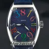 New Crazy Hours Mens Automatic Watch 8880 CH CODR ACBL Color Dream Blue Texture Dial Steel Case Blue Leather Strap 40mm Gents Watches TWFM Timezonewatch Z02D