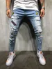 Jeans da uomo Mens Hip Hop Fashion Ricamo Stampa Skinny Destroyed Denim Pencil Pants Uomo Casual Slim Strappato PantalonesMen's