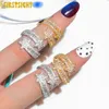 Wedding Rings Iced Out Star Ring Silver Color Bling 5A CZ Zircon Opened Adjust Bright Stars Charm Finger For Women Hiphop Luxury Jewelry 231101