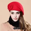 Beret Fashion Women Beret Hat for Women Beal Cape Cap Flower francuskie trylby wełna miękka stewardess Hat Gorras Planas 231031