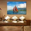 Cartaz de lona impressão fotográfica madeira veleiro vela no mar jamaica pintura de imagem para decoração de parede de sala de escritório