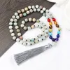 Pendant Necklaces Fashion Women 7 Chakra Necklace 8mm Amazonite Natural Stone Mala Beads Tassel Charm Yoga For Men Reiki Healing Jewelry