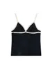 Débardeurs pour femmes Camis PUWD Casual Femmes Noir Dentelle Bord Doux Coton Débardeur Mode D'été Dames Solide Mince Court Tops Femme Girlish Crop Top 230331