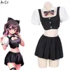 Ani Anime UK School Girl Student Unifrom Frauen Coffee Maid Outfits Kostüme Cosplay Faltenrock Cosplay