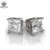 Princesse taille brillant Cz Moissanite diamant Stud vis dos 14k or blanc mariage