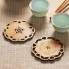 Table Runner Bamboo Coaster Mat Wooden Round Shape Lotus Root Cup Tea Coffee Placemats for Kitchen Accessories 231101