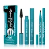 Juego de delineador de ojos líquido 4D Silk Fiber Lash Mascara Black Sky High Mascara Delineador de ojos Lápiz Impermeable Volumen y longitud Alargamiento Sin grumos