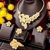 Necklace Earrings Set GODKI Fashion 4PCS Luxury Hollow Leaf Flower Nigeria For Women Wedding African Cubic Zircon CZ Dubai Bridal Jewelry